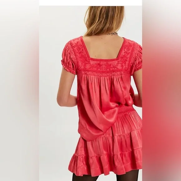 Free People Rivington Mini Skirt Set - Deep Sea Coral. NWT - Picture 2 of 3